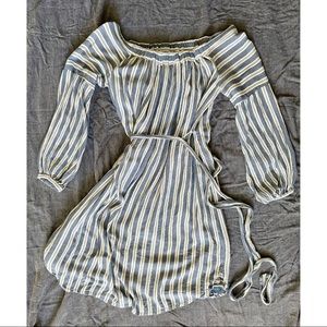 Blue and White Striped Maternity Dress